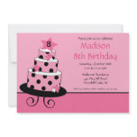 Pink & Black Star Cake Birthday Invitation