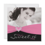 Pink Black Sweet 16 Birthday Party invitations