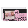 Pink & Black Swirl Baby Girl Birth Photo Cards