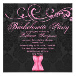 Pink/Black Swirl & Corset Bachelorette Invite
