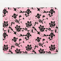 Pink, Black, White Silhouette mousepads