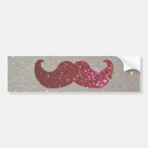 Pink Bling Moustache (Faux Glitter Graphic) Bumper Sticker