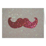 Pink Bling Moustache (Faux Glitter Graphic) Card
