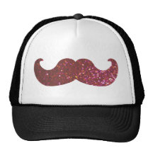 Pink Bling Moustache (Faux Glitter Graphic) Mesh Hat