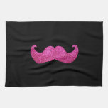 Pink Bling Moustache (Faux Glitter Graphic) Kitchen Towels