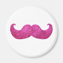 Pink Bling Moustache (Faux Glitter Graphic) Refrigerator Magnets