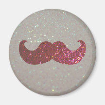 Pink Bling Moustache (Faux Glitter Graphic) Fridge Magnets