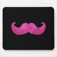 Pink Bling Moustache (Faux Glitter Graphic) Mouse Pads
