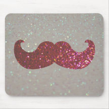 Pink Bling Moustache (Faux Glitter Graphic) Mousemat