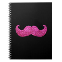 Pink Bling Moustache (Faux Glitter Graphic) Spiral Notebook