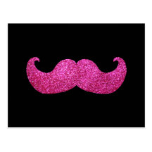 Pink Bling Moustache (Faux Glitter Graphic) Postcard