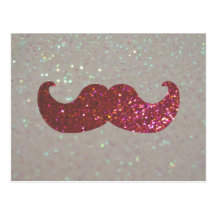 Pink Bling Moustache (Faux Glitter Graphic) Postcards