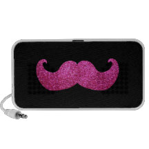 Pink Bling Moustache (Faux Glitter Graphic) Speakers