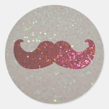 Pink Bling Moustache (Faux Glitter Graphic) Sticker