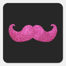 Pink Bling Moustache (Faux Glitter Graphic) Stickers