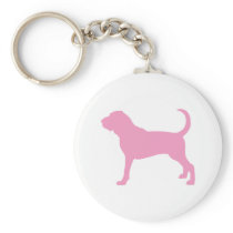 Pink Bloodhound Dog Keychains