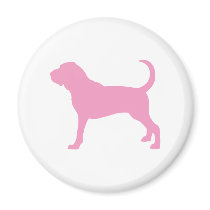 Pink Bloodhound Dog Refrigerator Magnet