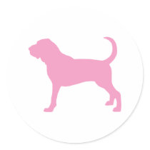 Pink Bloodhound Dog Round Stickers