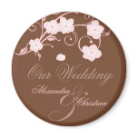 Pink Blossom Wedding Save The Date Announcement magnets