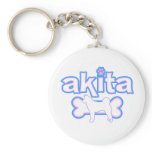 Pink & Blue Akita Key Chains