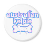 Pink & Blue Australian Kelpie Refrigerator Magnet