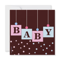 Pink Blue Blocks Boy or Girl Baby Shower Invitations