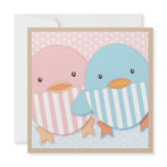 Pink & Blue Ducky Twin Boy & Girl Baby Shower Custom Announcements