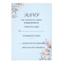 Pink & Blue Floral RSVP Custom Announcements