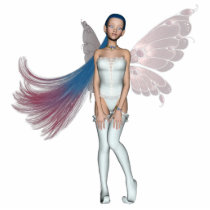 Pink & Blue Hair Pixie In White