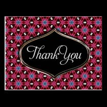 Pink Blue Pattern Thank You Postcard postcards