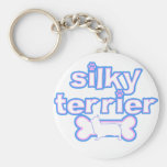 Pink & Blue Silky Terrier Keychain