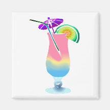 Pink & Blue Tropical Drink Magnets