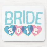 Pink & Blue Vintage Hearts 2012 Bride mousepads