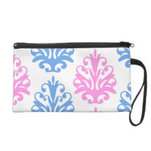 pink blue white damask wristlets