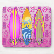 Pink Born To Surf Mousepad