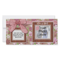 Pink Bow and Flower Custom Photo Card