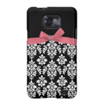 Pink Bow & Black Damask Samsung Galaxy Phone Case Galaxy SII Covers