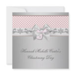 Pink Bow Cross Girls Pink Baptism Chirstening invitations