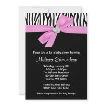 Pink Bow Diamond Heart Zebra Baby Shower