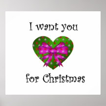 Pink bow i want you for christmas poster