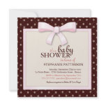 Pink Bow Polka Dot Girl Baby Shower Invitation