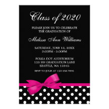 Pink Bow Polka Dots Graduation Announcement