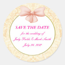 Pink Bow Save The Date Stickers