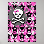 Pink Bow Skull posters