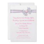 Pink Bow White Baby Shower Invitation