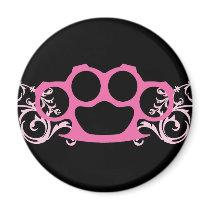 Pink Brass Knuckles Refrigerator Magnet