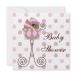 Pink Brown African American Baby Girl Shower invitations