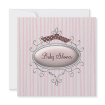 Pink Brown Baby Girl Shower Announcement