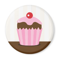 Pink brown cupcake girls birthday favour magnets