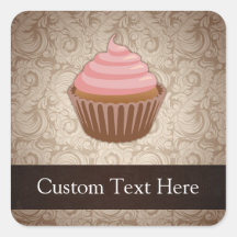 Pink/Brown Cupcake Square Sticker